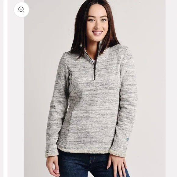 Kuhl Women’s Alaska 1/4 Zip Pullover Fleece Sherpa Lined Gray Size L - Picture 1 of 7